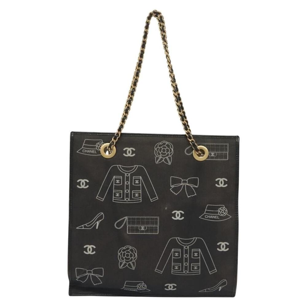 Chanel Canvas Chain Tote Bag Black